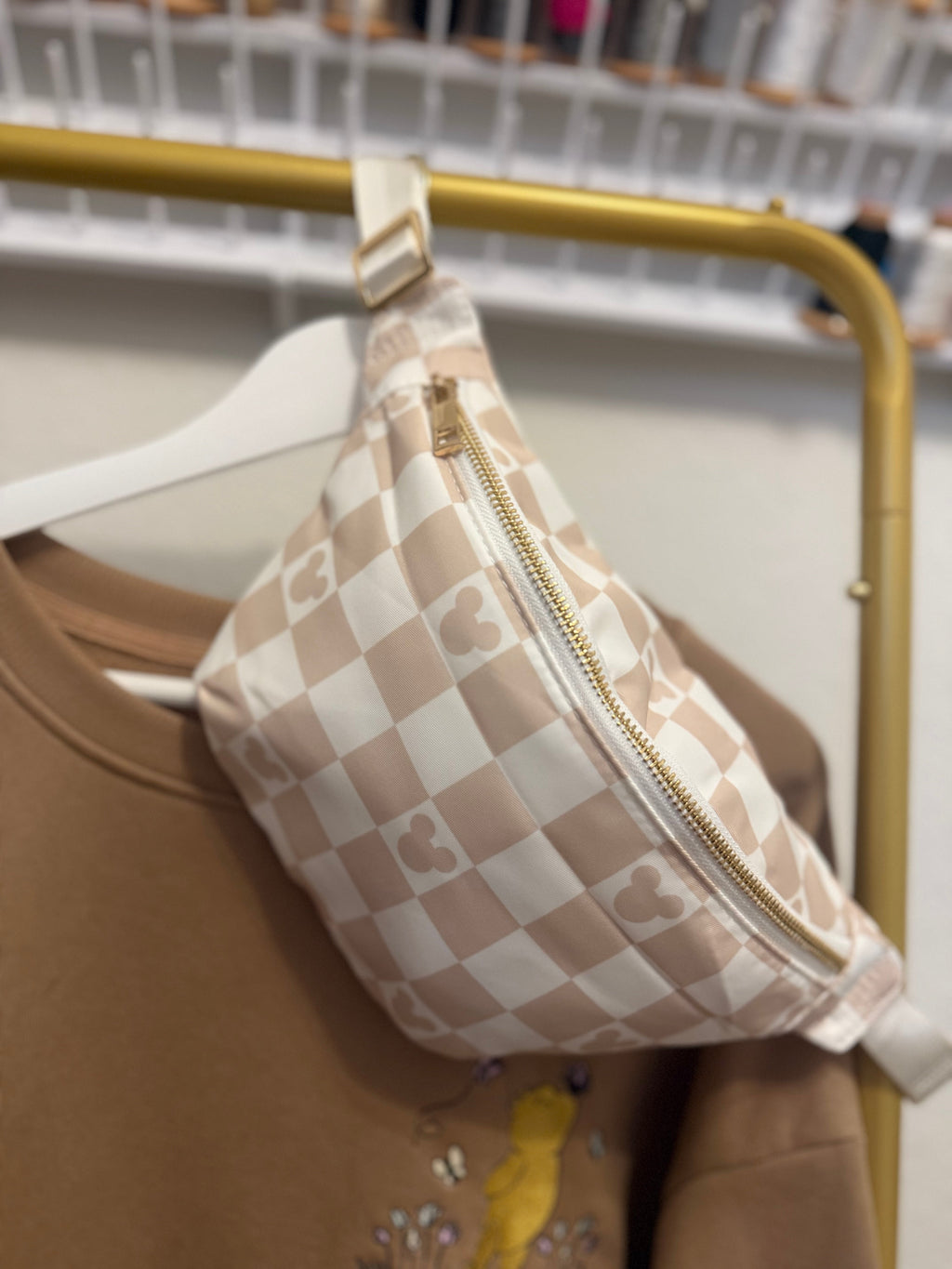 Nude checkered fanny Pack