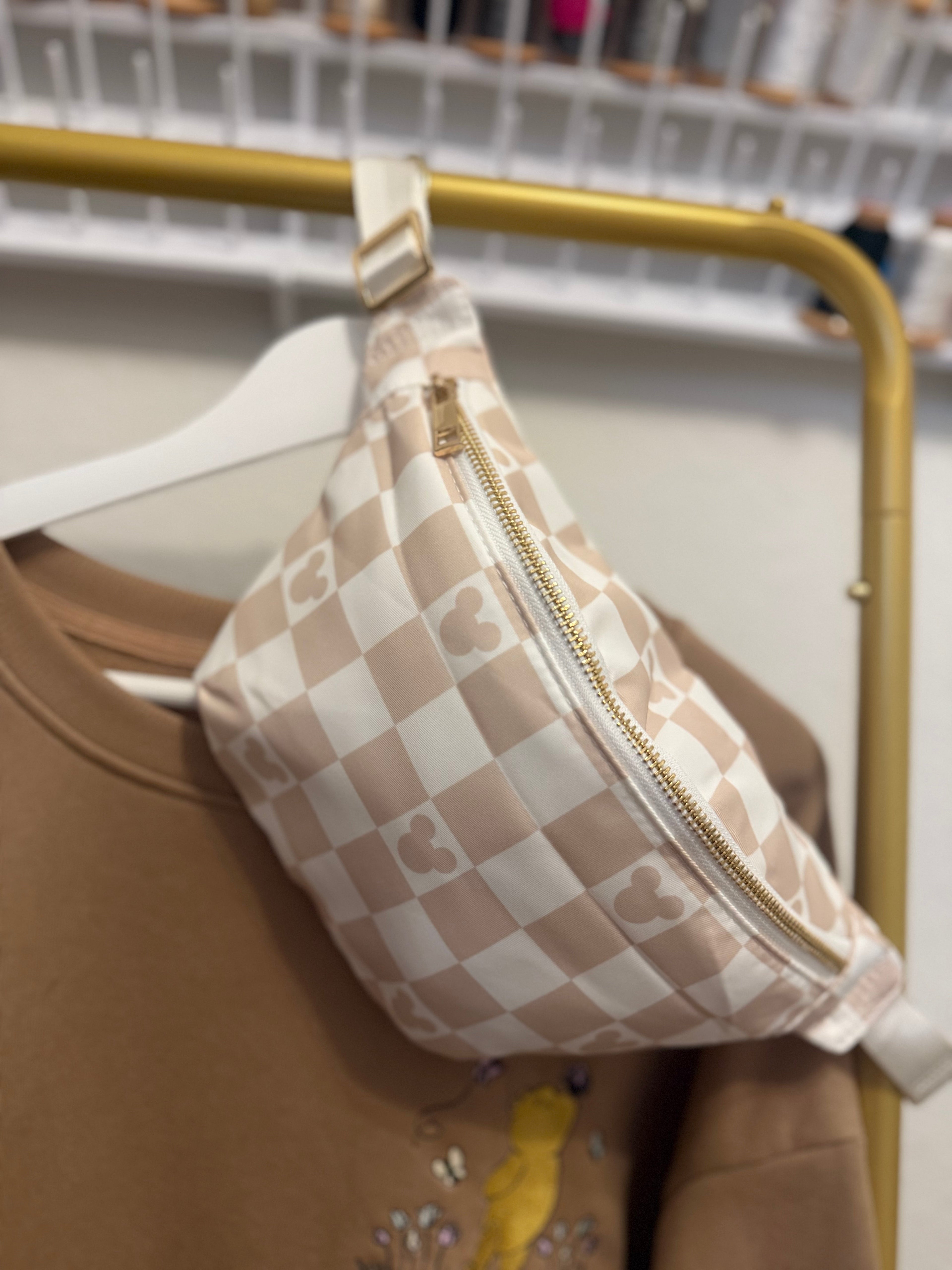 Nude checkered fanny Pack