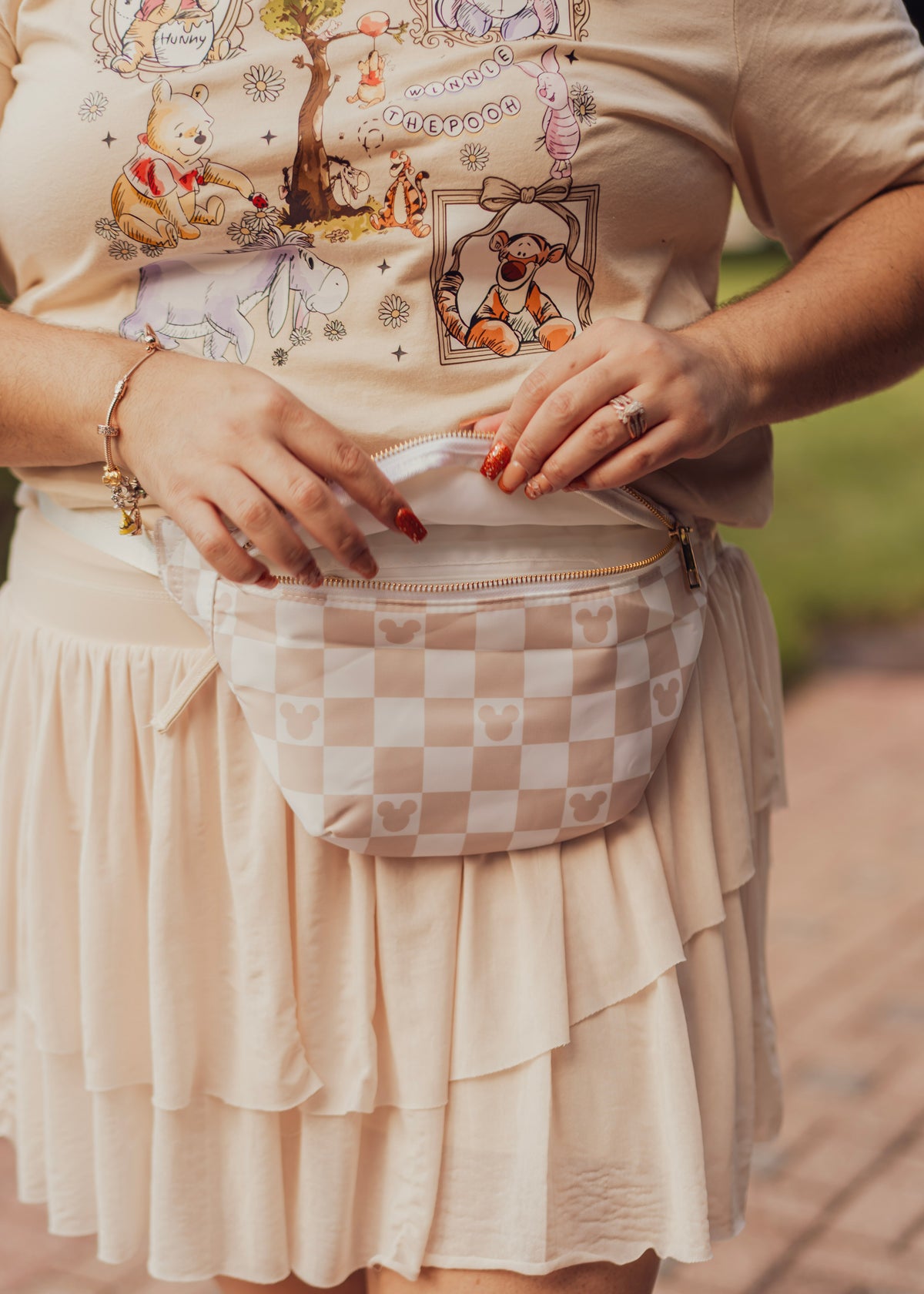 Nude checkered fanny Pack
