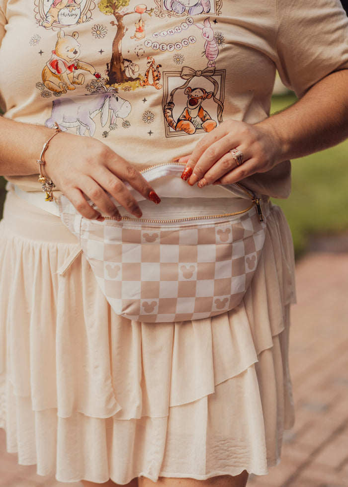 Nude checkered fanny Pack