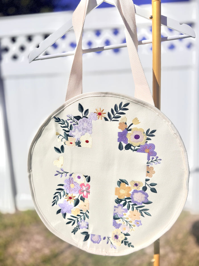 Floral Cross Embroidered Tote bag