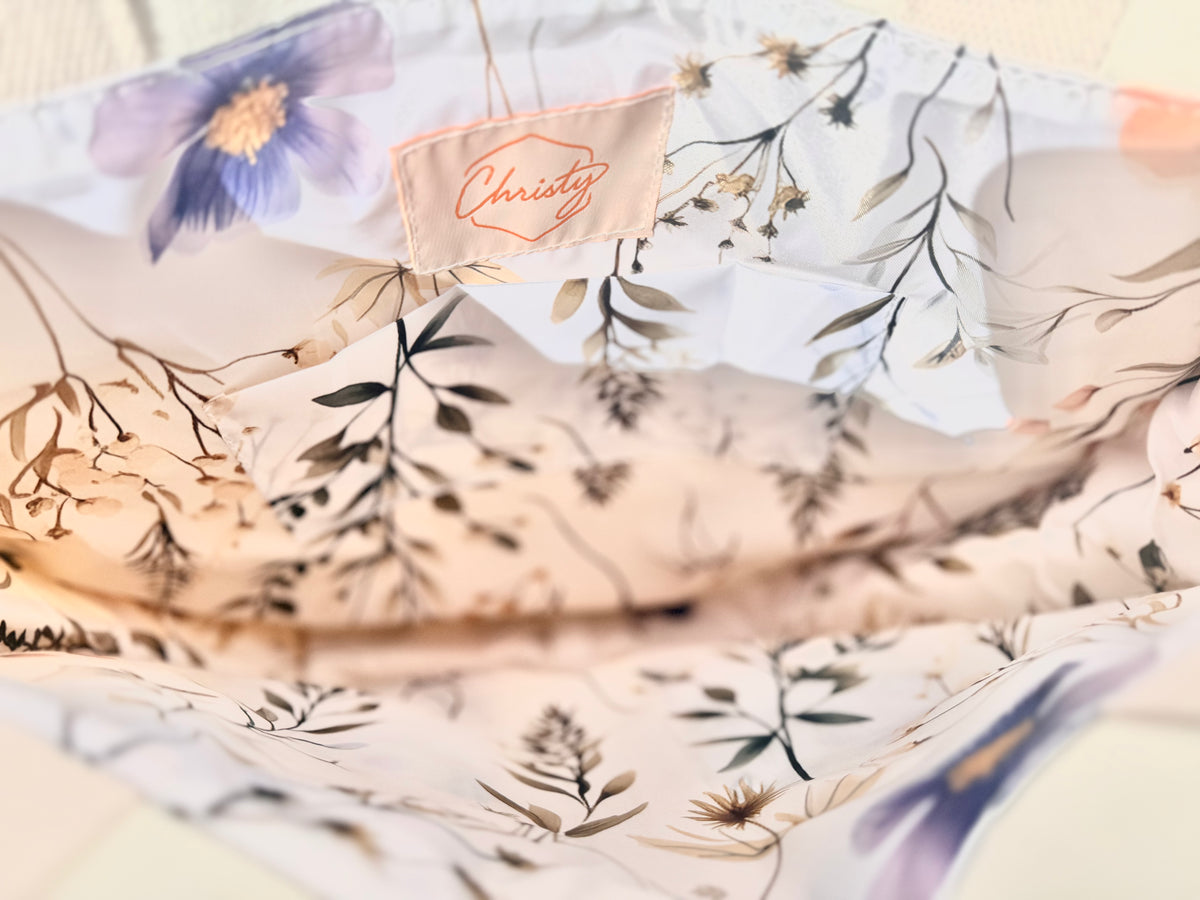 Floral Cross Embroidered Tote bag